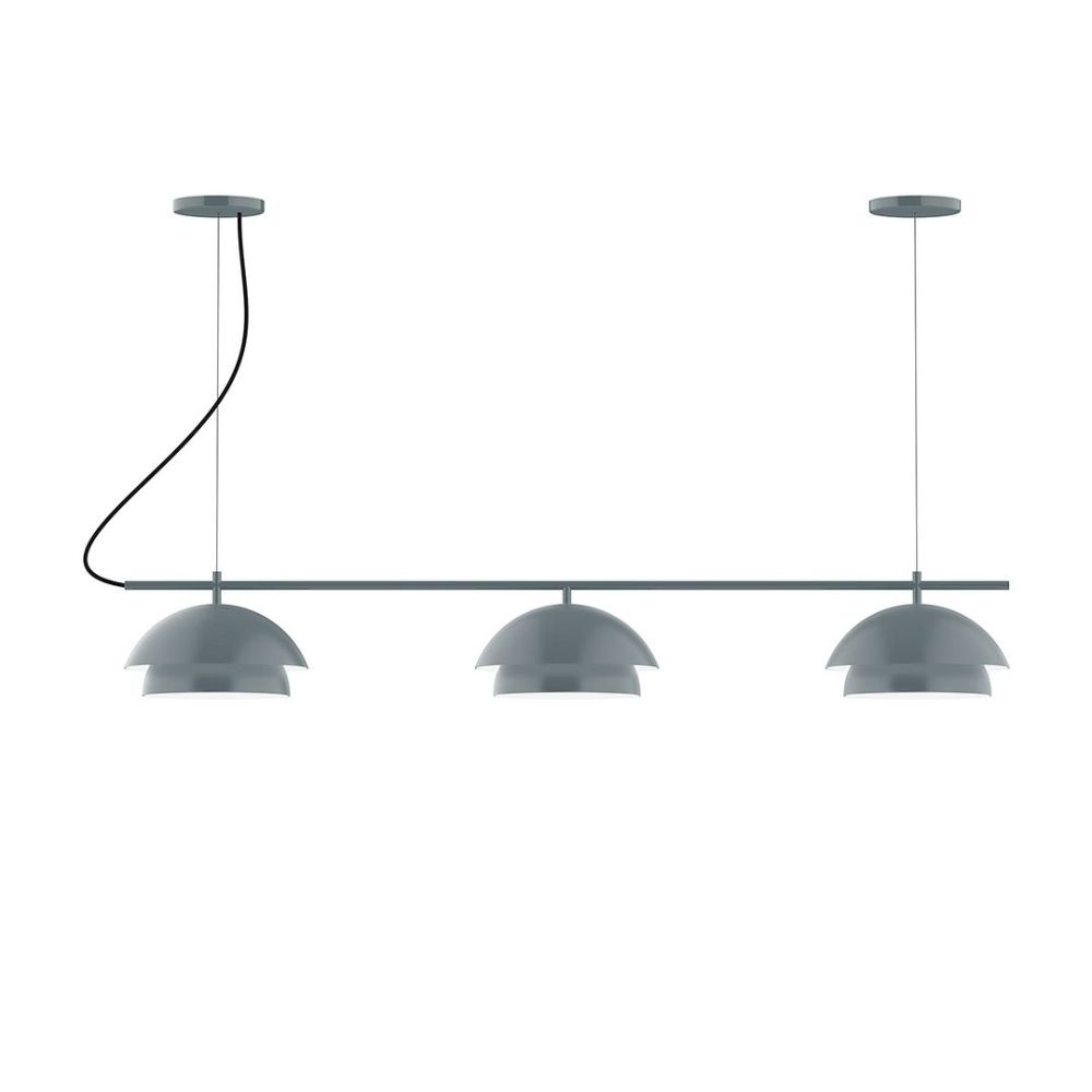 Montclair Lightworks CHAX445-40 3-Light Linear Axis Chandelier Slate Gray Finish